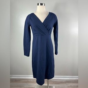 Talbot Navy Blue Career Casual V-neck Long Sleeve Dress Size 6 NWT